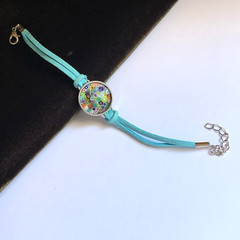 Murano Glass Millefiori Round Made in Italy 7-8 Inch on blue leather cord