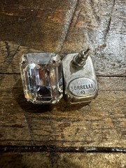 Sorrelli Clear Crystal Emerald Cut Stud Earrings Silver Tone