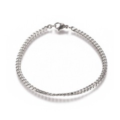 Curb Chain Twisted Bracelet Stainless Steel Lobster Silver 8″ 3.5mm A61
