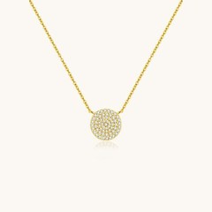 Lavishe 925 Sterling Silver Cubic Zirconia Pave Disc Round Pendant Necklace…