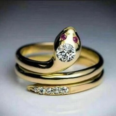 1Ct Diamond Simulated Snake Wedding Band Ring Real 14K Yellow Gold Plated silver