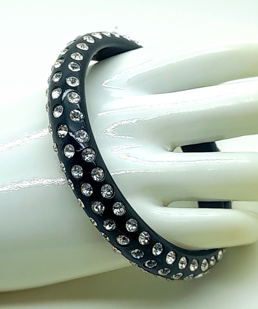 Boho black round Lucite Plastic clear rhinestone party fashion bangle bracelets