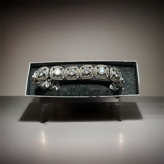 Montana Silversmiths Silver Bead and Crystal Square Link Bracelet BC61503CZ