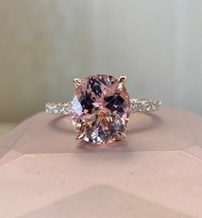2.50Ct Oval Cut Lab Created Morganite Solitaire Engagement Ring 14K Rose Plated