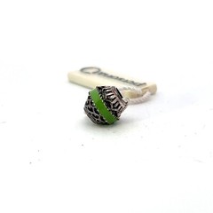 Persona Sterling Silver Patterned Green Enamel Striped Bead Charm H12089P1-02