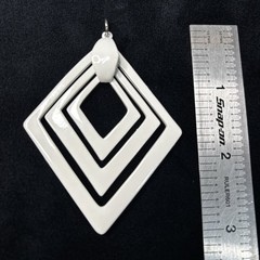 Lisner White Enamel Open Diamond Geometric Pendant Mod Statement
