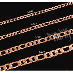 Rose Gold Plated Stainless Steel Figaro 16″- 30″ Men Women Necklace 3/4/5/7mm