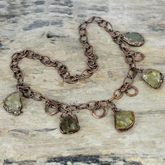 Citrine Rough Stone Engagement Chain Electroformed Bezel Necklace Jewelry Copper