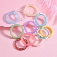 Resin Acrylic Colorful Geometric Rings Women Thin Round Modern Wedding Jewelry