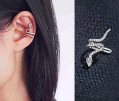 925 Silver Simulated Diamond Snake Ear Cuff Earrings 14K White Gold Plated