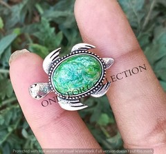 Aventurine Gemstone Turtle 925 Sterling Silver Plated 1 PC Handmade Pendant