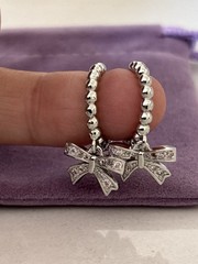 925 Sterling Silver Bow Dangle Hoop Earrings Pink CZ Beaded Huggie Hoops