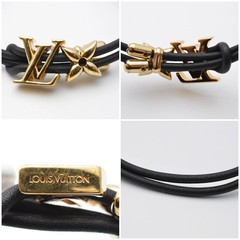 LOUIS VUITTON M8142Z Bracelet Bloom Gold Black Leather Maximum 19.5cm DDU