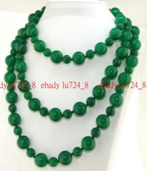 Long Charming Necklace Round Green Jade 6mm 10mm Natural Gemstone Beads 50″