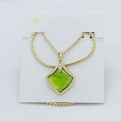 New Kendra Scott Joelle Gold Multi Strand Necklace in Chartreuse Green