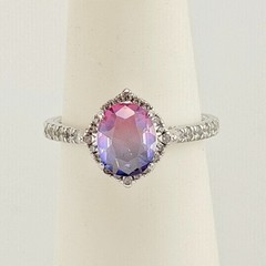 Bomb Party RETRO Ring Sz 11 Pink Purple Bi Color on Rhodium (No Bag)