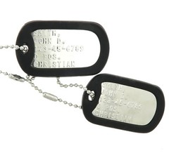 Custom Embossed Shiny Military Stainless Steel Army Navy Marines AF ID Dog Tags