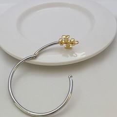 New Burch Eleanor Hinged Cuff Bracelet Silver& Gold Size:6.1*6.9*6.1cm