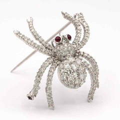 Wonderful Simulated 5.10CT White Sapphire & Red Ruby Sparkly Spider Women Brooch