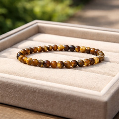AAA+ Tiger Eye 4MM Beaded Stretch Bracelet Energy Protection Healing Jewelry
