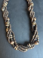 Women’s Necklace Twist Beads Ethnic Boho 22” Brown Black Gold Beads