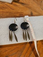 Hammered Silver Style Dangle Earrings Western Mexican Native American Look