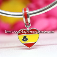 Authentic Spain Heart Flag Sterling Silver 791550ENMX Dangle Charm