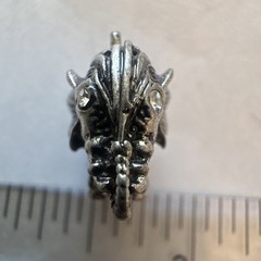 Silver Tone Elephant Charm Pendant, Clear Round Stones Eyes, Metal Bezel Set