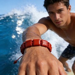 Natural Red Jasper Men Beaded Bracelet Red Crystal 10mm Square Beads Jewelry