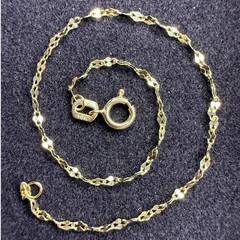 Solid 10k Yellow Italian Gold Mirror Link Bracelet 6.5″ Long 1.5mm Wide
