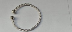 Thick Heavy Sterling Silver Ankle bangle, 925 Silver Plain Adjustable Bangle | H