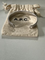 A.P.C. Silver Tone Adjustable Signed Metal Cuff Bracelet NWOT