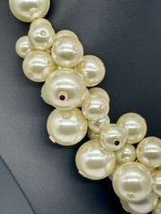 Faux Pearls Cluster Statement Collar Necklace Cream Silver-Tone Adjustable Clasp