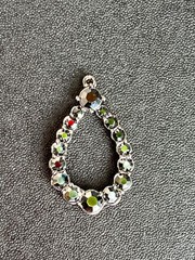 Small Shiny Black Rhinestone Teardrop Open Oval Pendant – 1 x 5/8th’s inches –