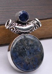 Dumortierite & Other Natural Gemstone Ethnic Pendant Jewelry 1.5″ J 1666