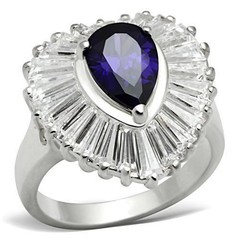925 Sterling Silver Ring AAA Grade CZ Tanzanite Engagement Band
