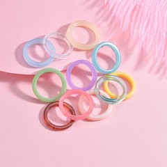 Resin Acrylic Colorful Geometric Rings Women Thin Round Modern Wedding Jewelry