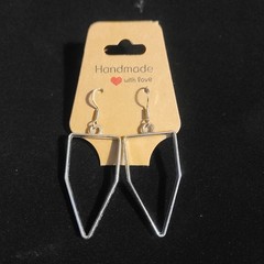 Zinc Alloy Metal Pentagon Shape Dangle Earrings, 2.25″ Drop, 1.5″ Pendant