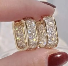 18K Gold Plated Sparkling Hoop Earrings Daily Wear