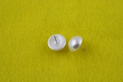 1 Pair Pierced Faux Pearl Button Stud Earrings White/Off White Size 18mm/20mm
