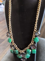 INC International Concepts Gold-Tone Green Ribbed & Smoky Grey Crystal Stat