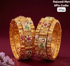 Premium Brass Rajwadi 6 Pcs Chudla Set – Traditional Designer Bangles (Sizes 2.4