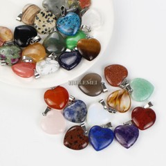 20pcs/lot Mixed Natural Stone Gemstone Heart Pendant Beads Reiki Chakra Healing
