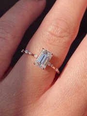2.45CT Elongated Emerald Cut Solitaire Ring Wedding Proposal Ring 4 Prongs Ring