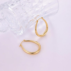 Chunky Hoop Earrings for Women, 14K Gold Plated Oval Hoop Earrings with 925 Ster