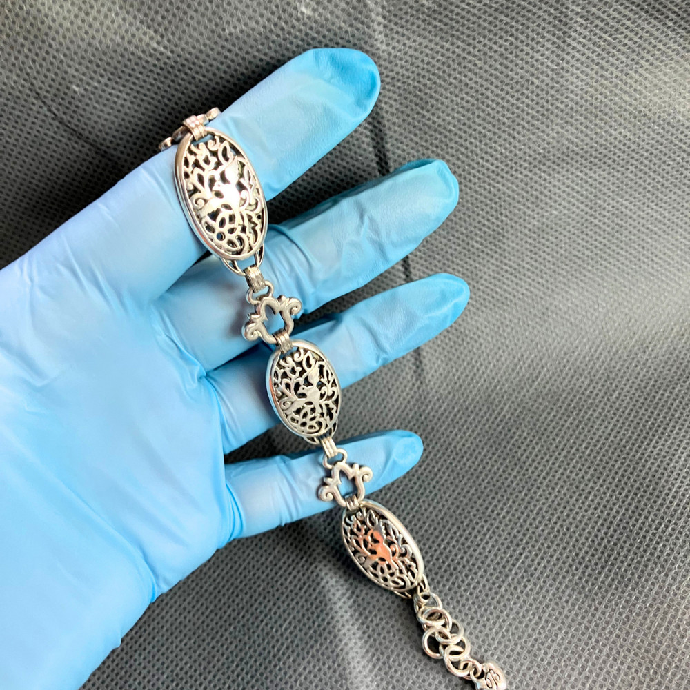 Retired Brighton Song Bird Filigree Bracelet Silver Oval Links Vintage Rare