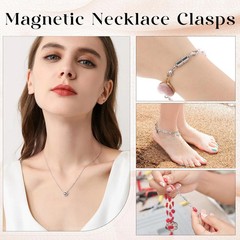 5Pcs Silver Magnetic Necklace Extender, Magnetic Necklace Clasps and Closures wi