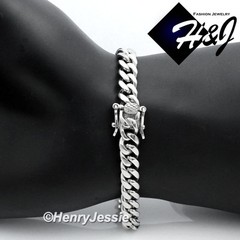 7.5″-11″MEN Stainless Steel 7mm Silver Miami Cuban Curb Link Chain Bracelet*154