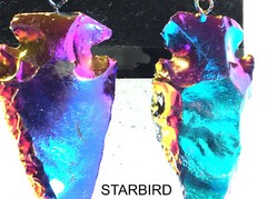 BLUE TITANIM COATED ARROWHEAD DANGLE EARRINGS 80’s VINTAGE