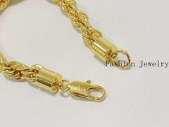 18K Yellow Gold Stamped Diamond Cut Rope Chain Bracelet 10.5mm 7.5INCH Men Women